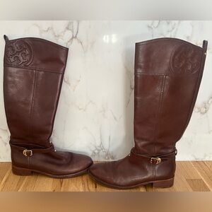 Tory Burch Marlene Brown Leather Riding Boots